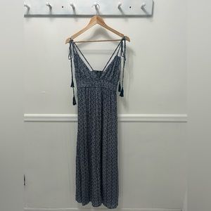 Blue plunge neck maxi dress